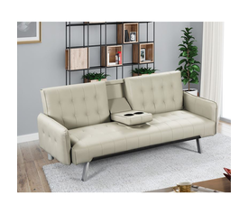 WELLS Καναπές - Κρεβάτι Σαλονιού - Καθιστικού, Pu Μπεζ