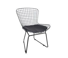 SAXON Καρέκλα Μέταλλο Βαφή Μαύρο, Μαξιλάρι Μαύρο