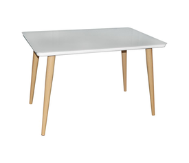 UNION Τραπέζι Τραπεζαρίας Κουζίνας, Μέταλλο Βαφή Φυσικό Γυαλί Άσπρο