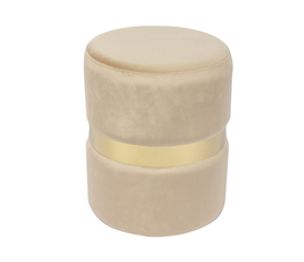 TOMMY Σκαμπό Βοηθητικό, Χρώμιο Χρυσό, Ύφασμα Velure Απόχρωση Μπεζ