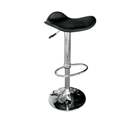 SADDLE Σκαμπό BAR, Βάση Χρώμιο, Pvc Μαύρο, Ρύθμιση Ύψους, Περιστρεφόμενο