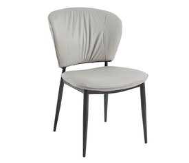 DIMA Καρέκλα Τραπεζαρίας- Κουζίνας, Μέταλλο Βαφή Μαύρο, Pu Γκρι-Μπεζ