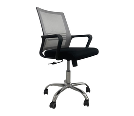 BF2110 Πολυθρόνα Γραφείου Μέταλλο Χρώμιο, Mesh Γκρι - Μαύρο