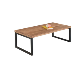 TANTA Τραπεζάκι Σαλονιού - Καθιστικού, Μέταλλο Βαφή Μαύρο, Ξύλο Ακακία Φυσικό