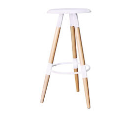 ART Σκαμπό BAR, Ξύλο Φυσικό, PP Άσπρο