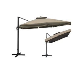 ΟΜΠΡΕΛΑ Τηλεσκοπική HANGING Αλουμίνιο Ανθρακί,Ύφασμα Μπεζ, Βάση Μεταλλο, Βαρέως Τύπου