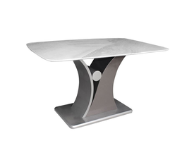 LATIN Τραπέζι Τραπεζαρίας, Επιφάνεια Τεχνητό Μάρμαρο, Βάση Γκρι MDF