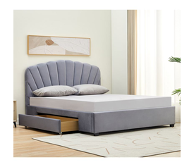 ARIEL Κρεβάτι Διπλό για Στρώμα 160x200cm, με Αποθηκευτικό Συρτάρι, Velure Απόχρωση Γκρι