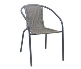 BALENO-W Πολυθρόνα Στοιβαζόμενη, Μέταλλο Βαφή Ανθρακί, Wicker Mixed Grey