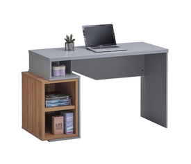 ΓΡΑΦΕΙΟ Η/Υ με 3 Ράφια, Απόχρωση Γκρι- Ανοιχτό Καρυδί