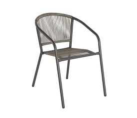 PATTY Πολυθρόνα Στοιβαζόμενη Κήπου, Μέταλλο Βαφή Ανθρακί, PE Rattan Γκρι