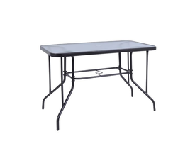 BALENO Τραπέζι Κήπου - Βεράντας, Μέταλλο Βαφή Ανθρακί, Γυαλί