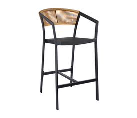 Σκαμπό Beluga-Bar Φυσικό με Μαύρο σκελετό 57 x 60 x 105