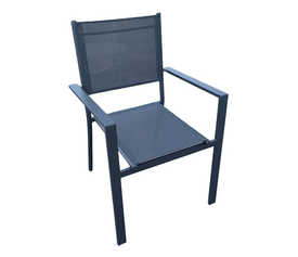 AMIRAL Πολυθρόνα Dining Στοιβαζόμενη, Αλουμίνιο Ανθρακί - Textilene Γκρι