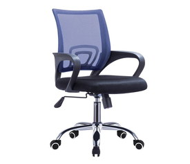 BF2101-F Πολυθρόνα Γραφείου με Aνάκλιση, Μέταλλο Χρώμιο Mesh Μπλε - Μαύρο