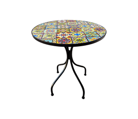 MAROCCO ΤΡΑΠΕΖΙ ΜΩΣΑΙΚΟ ΚΕΡΑΜΙΚΟ ΣΤΡΟΓΓΥΛΟ Φ60x75cm