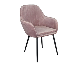 VALERY Πολυθρόνα Μέταλλο Βαφή Μαύρο, Ύφασμα Velure, Απόχρωση Dirty Pink
