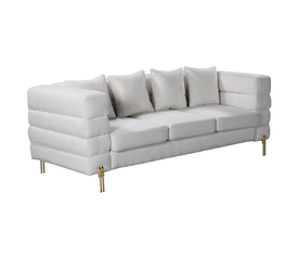 MORRIS Καναπές 3Θέσιος Σαλονιού - Καθιστικού, Ύφασμα Teddy Άσπρο