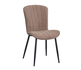 KELLY Καρέκλα Τραπεζαρίας Μέταλλο Βαφή Μαύρο, Ύφασμα Mini Boucle Cappuccino