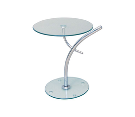 RAVEL Τραπεζάκι Βοηθητικό Χρώμιο - Γυαλί Clear Tempered