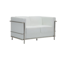 GENOVA Καναπές Σαλονιού Καθιστικού 2Θέσιος, Inox - Pu Άσπρο