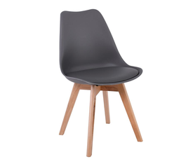 MARTIN Καρέκλα Τραπεζαρίας Κουζίνας, Ξύλο, PP Ανθρακί, Αμοντάριστη Ταπετσαρία