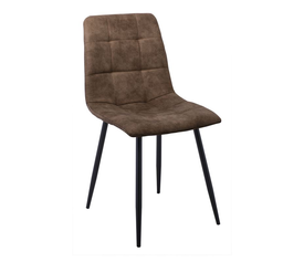 LYDIA Καρέκλα Τραπεζαρίας - Κουζίνας, Μέταλλo Bαφή Μαύρο, Ύφασμα Suede Καφέ