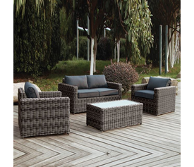 ARIZONA Set Σαλόνι Κήπου ALU: 2Θέσιος +2 Πολυθρόνες +Τραπέζι Wicker Grey Brown- Μαξ.Ανθρακί
