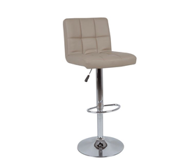 LINO Σκαμπό BAR με Πλάτη, Χρώμιο, PU Cappuccino, Ρύθμιση Ύψους, Περιστρεφόμενο