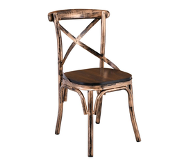 MARLIN Wood Καρέκλα Dark Oak, Μέταλλο Βαφή Black Gold