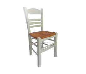 ΣΙΦΝΟΣ Καρέκλα Οξιά Βαφή Εμποτισμού Λάκα Άσπρο, Κάθισμα Ψάθα