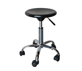 GLORY Σκαμπό, Βάση Χρώμιο, ABS Μαύρο, Ρυθμιζόμενο Ύψος, Περιστρεφόμενο, Τροχήλατο