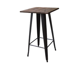 RELIX Wood Τραπέζι Bar-Pro, Μέταλλο Βαφή Antique Black, Απόχρωση Ξύλου Dark Oak