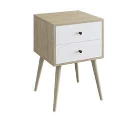 ALIDA Κομοδίνο με 2 Συρτάρια, Απόχρωση Sonoma - Άσπρο