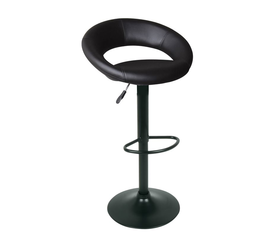 BELT Σκαμπό BAR με Πλάτη, Μέταλλο Βαφή Μαύρο, PU Μαύρο, Ρύθμιση Ύψους, Περιστρεφόμενο