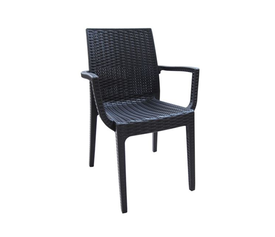 DAFNE Πολυθρόνα Τραπεζαρίας Κήπου Στοιβαζόμενη, PP Rattan Look UV Protection, Ανθρακί