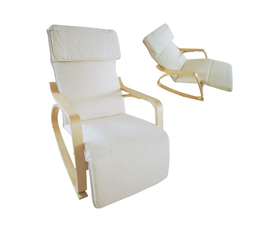 HAMILTON Super Relax Πολυθρόνα Σαλονιού - Καθιστικού, Σημύδα, Ύφασμα Άσπρο