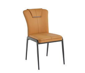 ANDRIA Καρέκλα Τραπεζαρίας- Κουζίνας, Μέταλλο Βαφή Μαύρο, Pu Πορτοκαλί