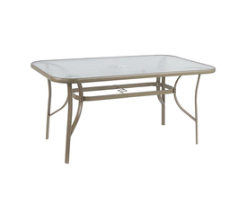 RIO Τραπέζι Κήπου - Βεράντας, Μέταλλο Βαφή Μπεζ, Γυαλί
