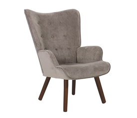 ALMA Πολυθρόνα - Μπερζέρα Σαλονιού - Καθιστικού Καρυδί Ύφασμα Velure Ανοιχτό Καφέ,K/D