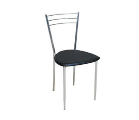 VALETTA Καρέκλα Τραπεζαρίας Κουζίνας Μέταλλο Χρώμιο, Pvc Μαύρο