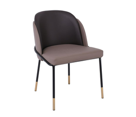 SELECT Καρέκλα Τραπεζαρίας- Κουζίνας, Μέταλλο Βαφή Μαύρο, Pu Cappuccino-Σκούρο Καφέ