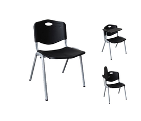 STUDY Καρέκλα Στοιβαζόμενη Μέταλλο Βαφή Silver, PP Μαύρο