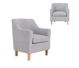 BETA Πολυθρόνα - Μπερζέρα Σαλονιού - Καθιστικού, Ύφασμα Ανοιχτό Γκρι