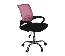 BF2101-F Πολυθρόνα Γραφείου χωρίς Ανάκλιση, Μέταλλο Χρώμιο Mesh Ροζ - Μαύρο