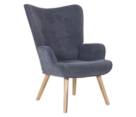 ALMA Πολυθρόνα - Μπερζέρα Σαλονιού - Καθιστικού Φυσικό Ύφασμα Ανοιχτό Μπλε Velure,K/D