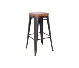 RELIX Σκαμπό Bar-Pro, Στοιβαζόμενο, Μέταλλο Βαφή Antique Black, Pu Camel