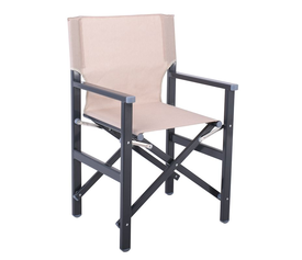 Σκηνοθέτη Πολυθρόνα, Αλουμίνιο Ανθρακί (1,2mm), Textilene Μπεζ (Μονοκόμματο), Πτυσσόμενη