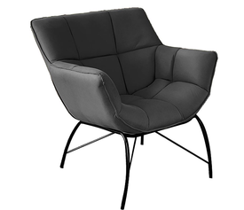 ADAMS Πολυθρόνα - Σαλονιού - Καθιστικού, Ύφασμα Ανθρακί, Μέταλλο Μαύρο