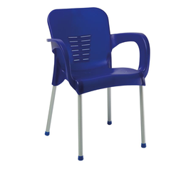 LARA-II Πολυθρόνα Dining Στοιβαζόμενη, ALU Silver, PP Μπλε